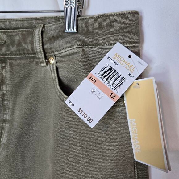 NWT Michael Kors Women's Olive Knee-Length Green Denim Cargo Skirt, Size 12 - Picture 4 of 9
